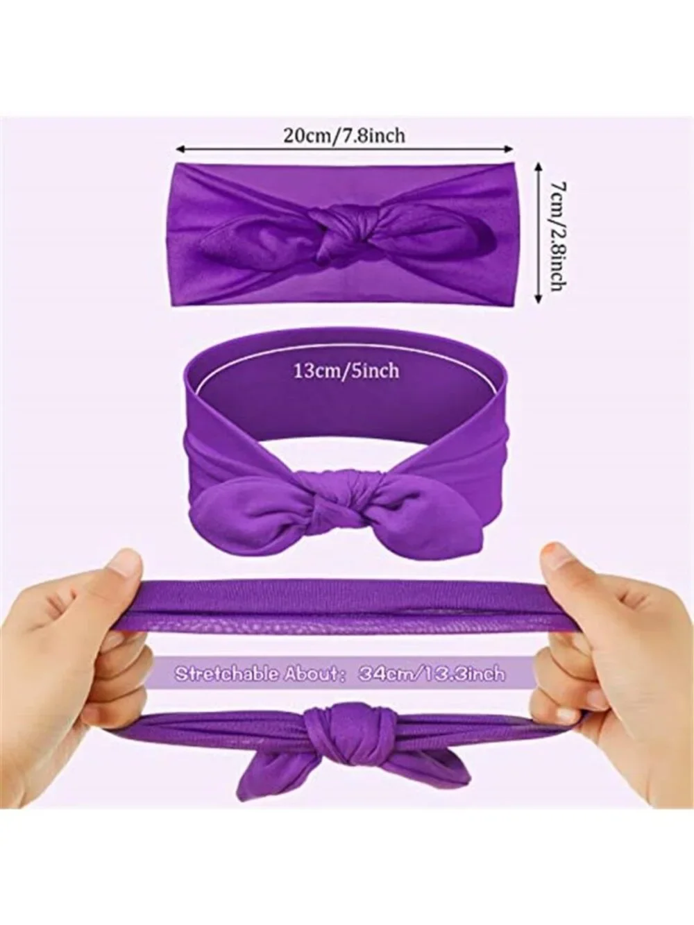 Girls Headbands Bow Rabbit Ear Hair Bands Colorful Hair Accessories 12-Pack